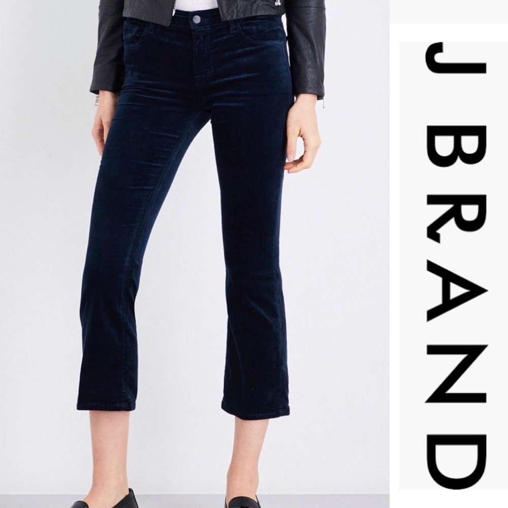 J Brand Selena Mid Rise Velvet Crop Pants